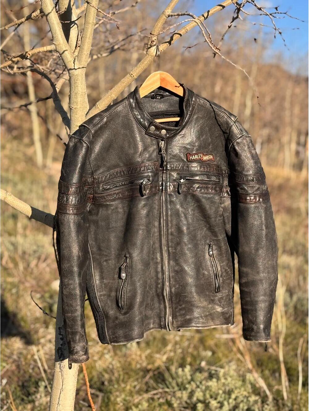 Vintage Harley-Davidson Triple Vent System Winged Back Leather Jacket - XL